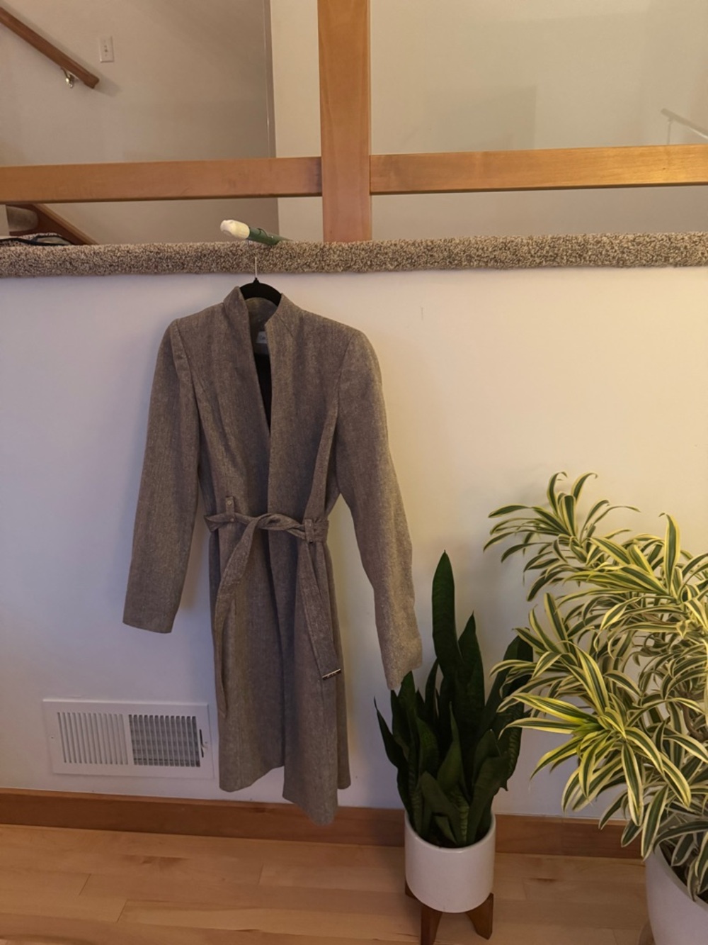 Belted Long Wool-Blend Coat